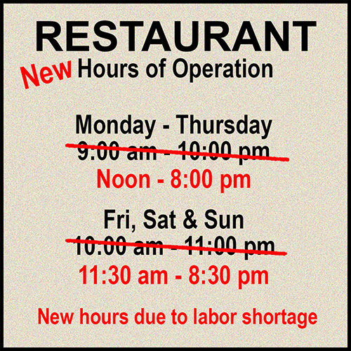 Major restaurant chains reduce hours